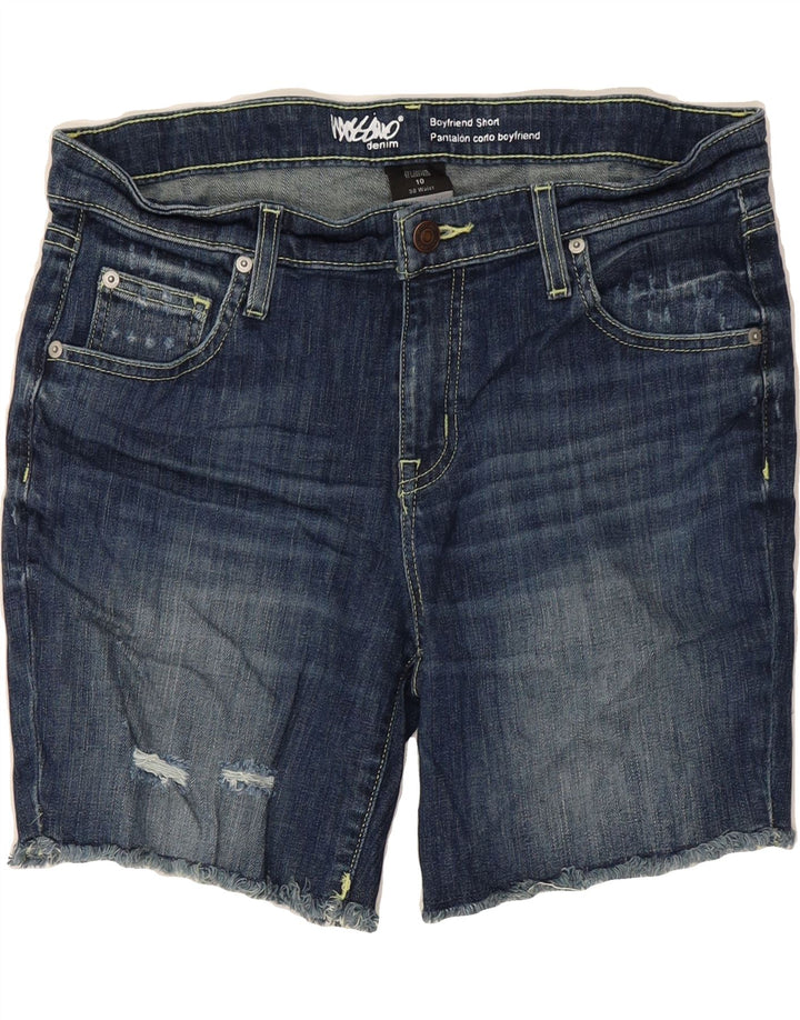 MOSSIMO Womens Boyfriend Distressed Denim Shorts US 10 Large W30 Navy Blue Vintage Mossimo and Second-Hand Mossimo from Messina Hembry 
