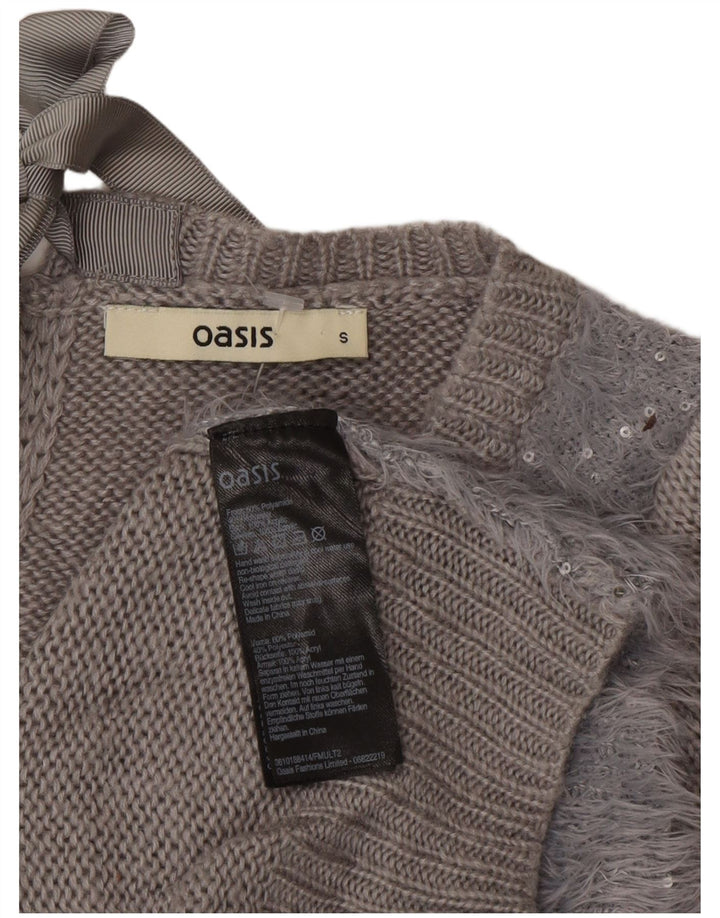 Damski sweter Oasis z dekoltem w łódkę UK 10, mały, szary poliamid