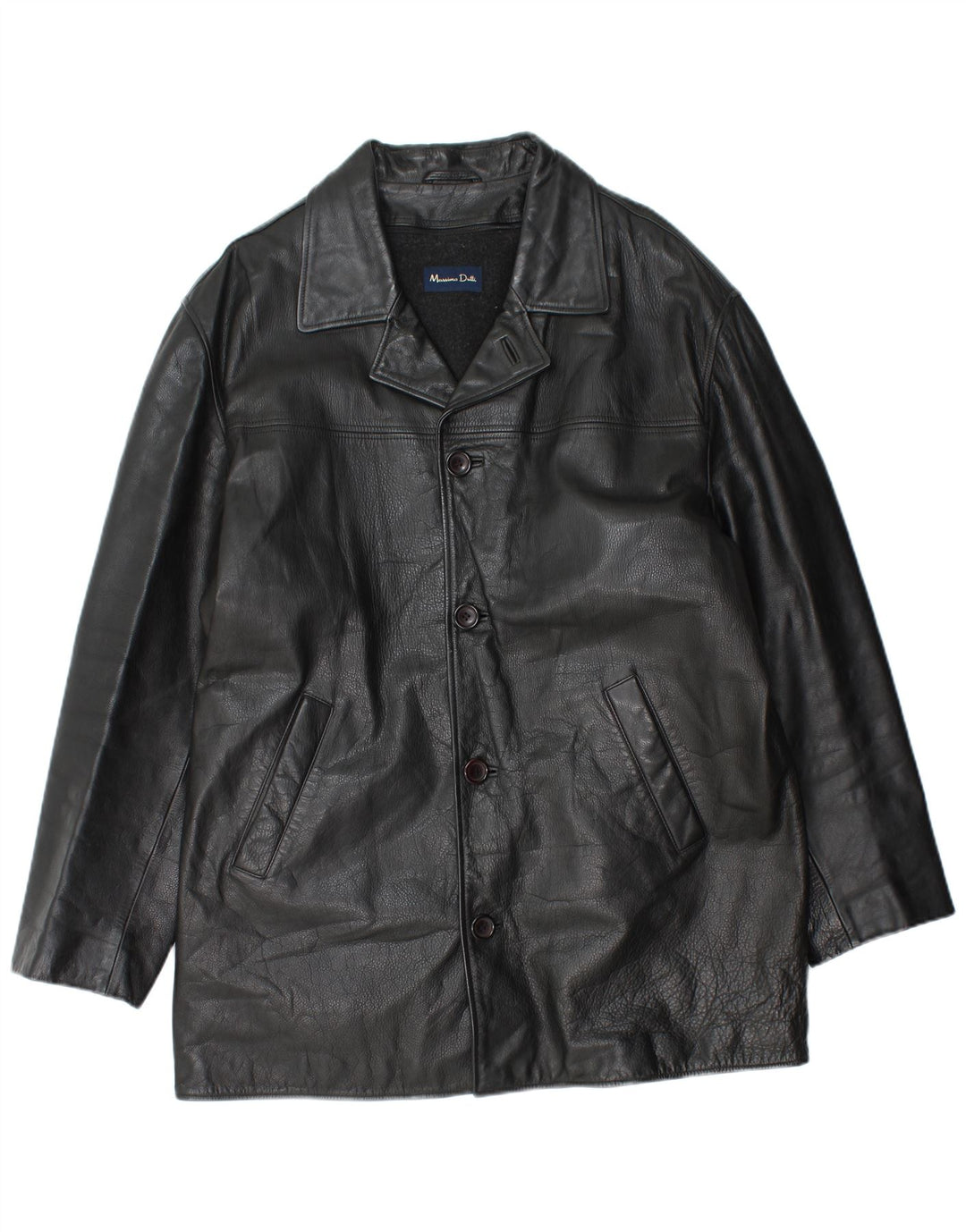Męski płaszcz skórzany Massimo Dutti UK 40, duży, czarny