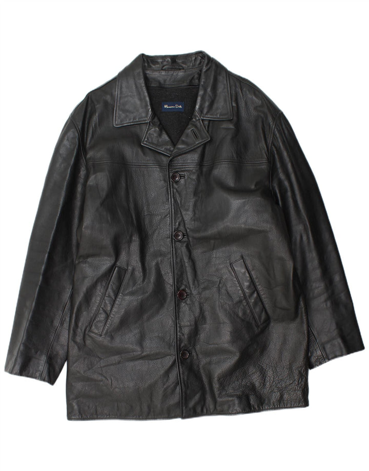 Męski płaszcz skórzany Massimo Dutti UK 40, duży, czarny