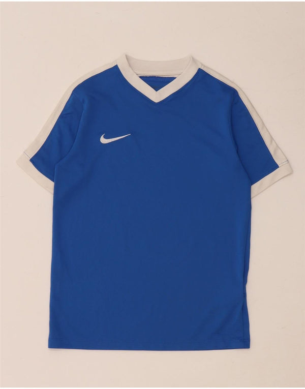 Chłopięcy T-shirt NIKE Dri Fit na 10-11 lat, średni niebieski, blok kolorów