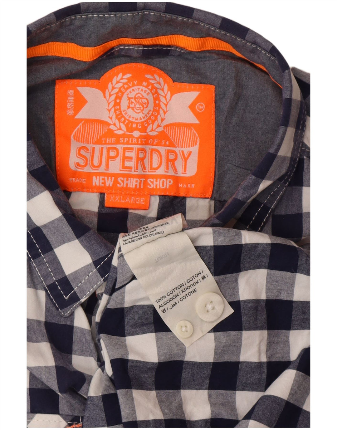Koszula męska Superdry 2XL, bawełniana, granatowa kratka