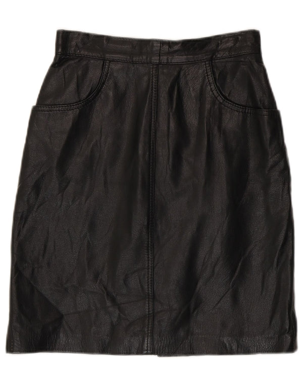 Vintage damska skórzana spódnica z wysokim stanem IT 42 Medium W24 czarna