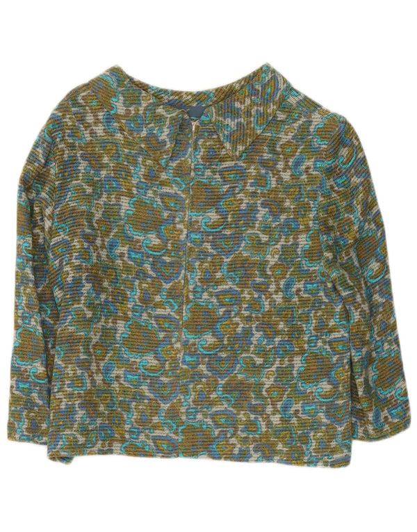 Vintage damska bluzka z krótkim rękawem 3/4, UK 12, średnia, wielobarwna w kwiaty