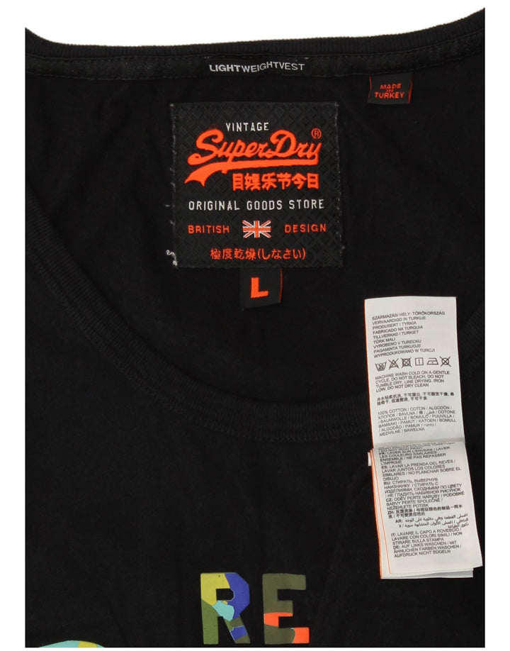 Męska kamizelka z grafiką Superdry, duża, czarna, bawełniana