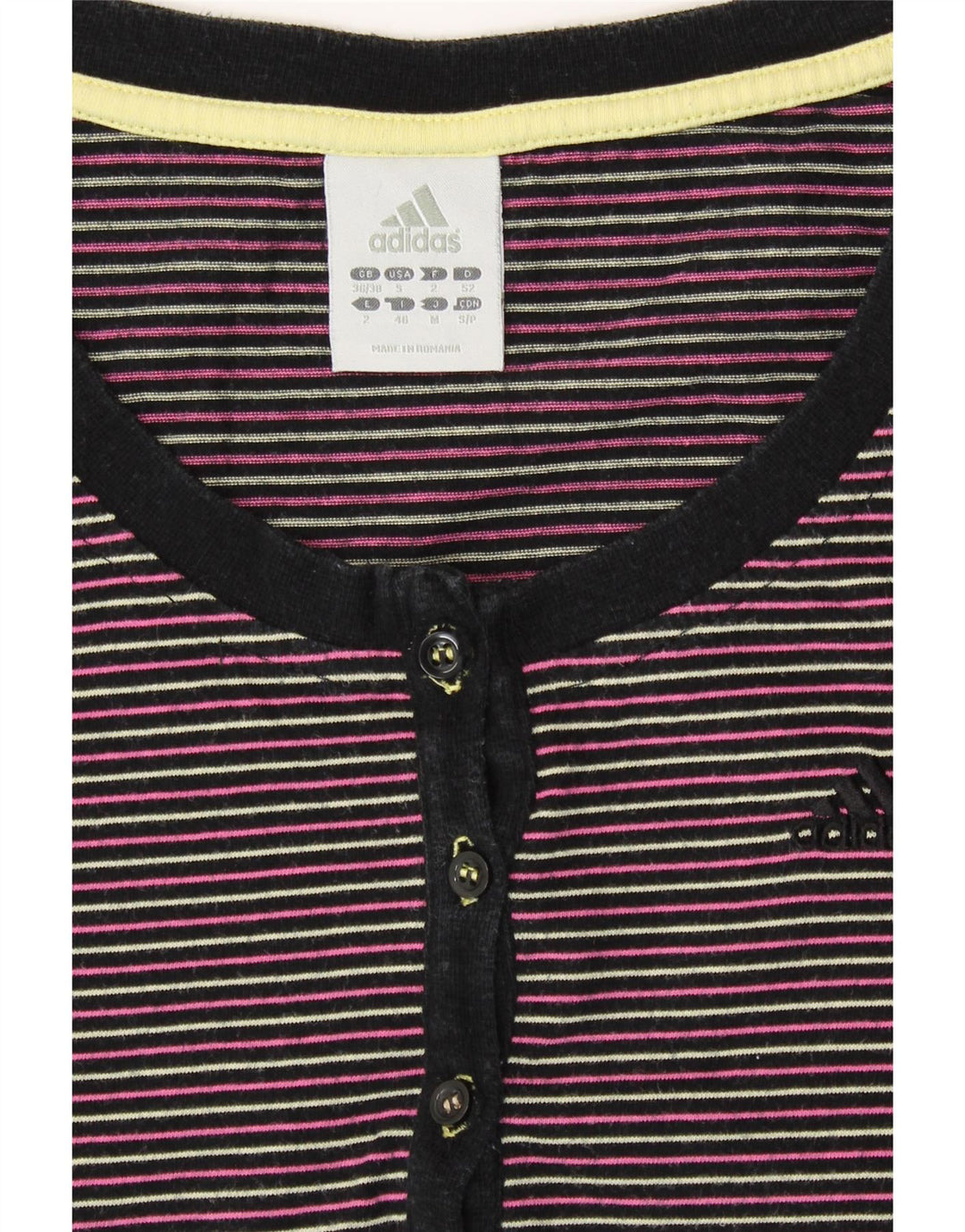 Damska koszulka ADIDAS Top UK 8/10, mała, wielokolorowa, bawełniana w paski