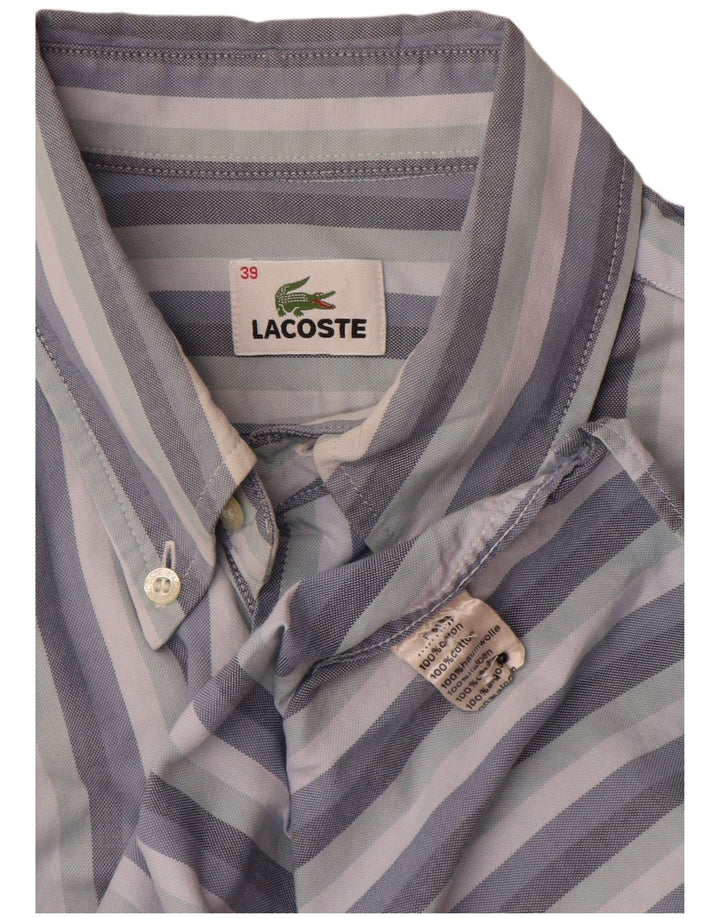 Koszula męska Lacoste, rozmiar 39, bawełniana w średnie niebieskie paski