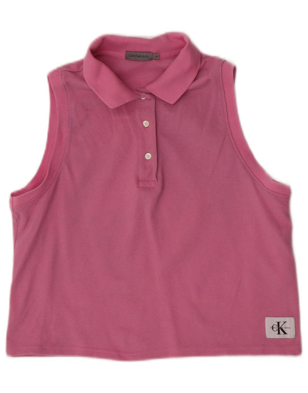Damska koszulka polo bez rękawów Calvin Klein Jeans, UK 12, średni róż