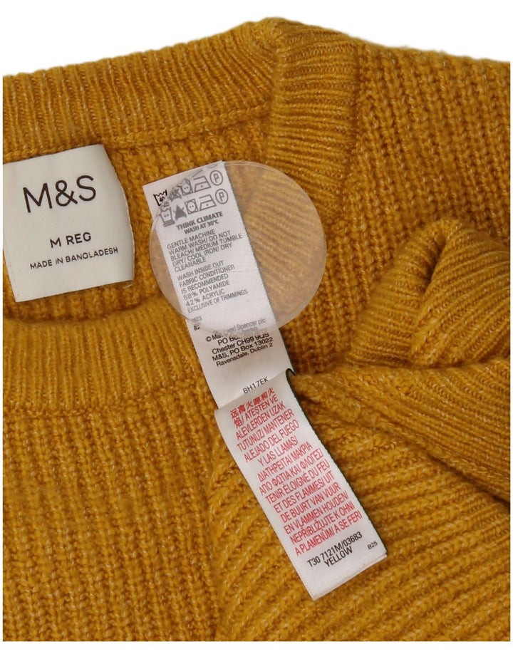 MARKS & SPENCER Męski sweter z okrągłym dekoltem, średni żółty poliamid