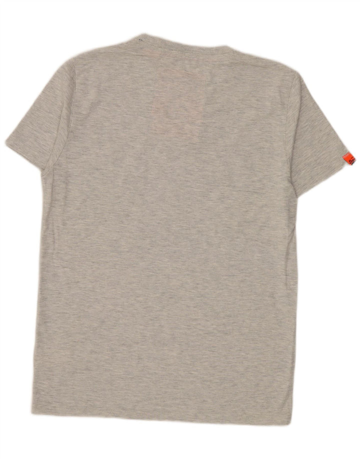 Męski T-shirt z grafiką Superdry, duży, szary, bawełniany