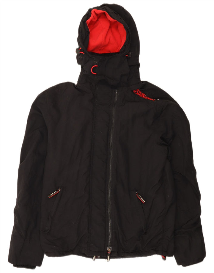 Damska wiatrówka z kapturem Superdry Graphic UK 14 Średni czarny nylon