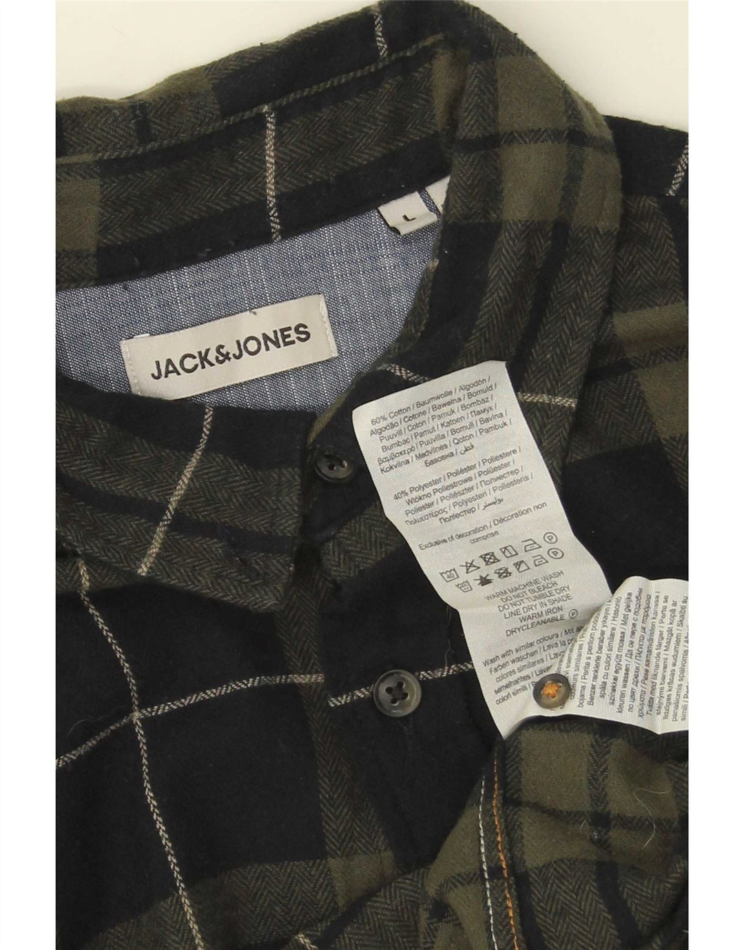 Męska koszula flanelowa Jack & Jones, duża, bawełniana w zieloną kratkę