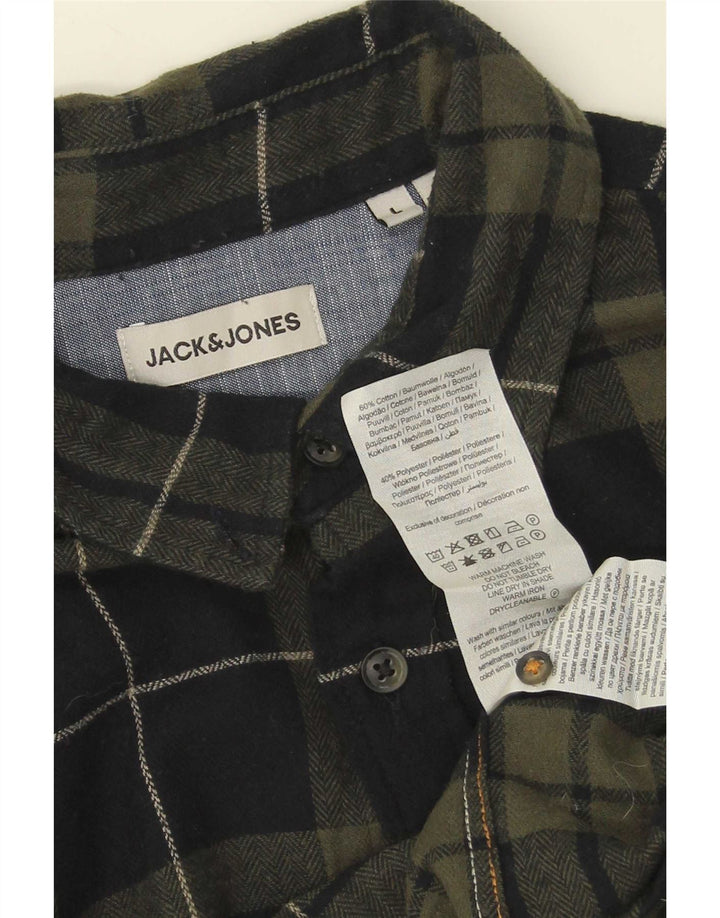 Męska koszula flanelowa Jack & Jones, duża, bawełniana w zieloną kratkę