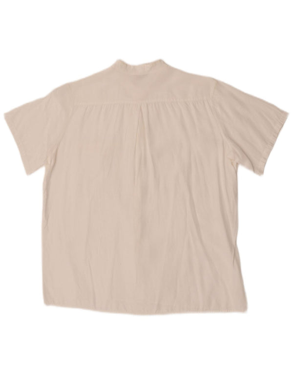 Bluzka damska z krótkim rękawem w stylu vintage IT 48 XL Biała wiskoza