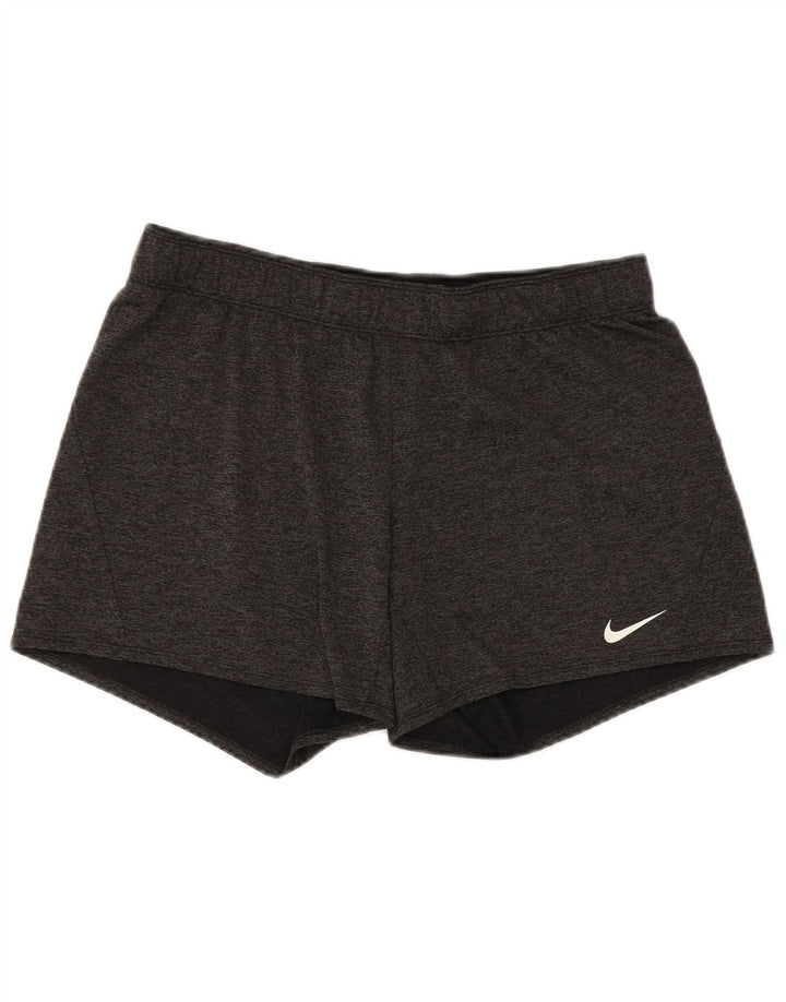 NIKE Womens Dri Fit Sport Shorts UK 16 Large Grey Polyester