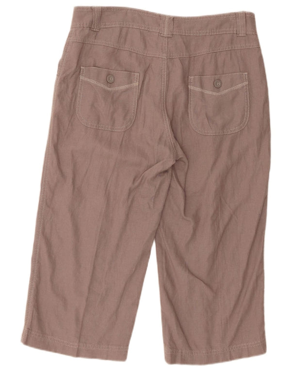 Marks & Spencer Damskie spodnie Capri UK 12 Large W33 L19 Brązowe lniane