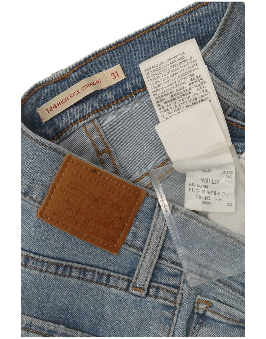 Damskie jeansy LEVI'S 724 z wysokim stanem i wysokim stanem W31 L30 Niebieska bawełna