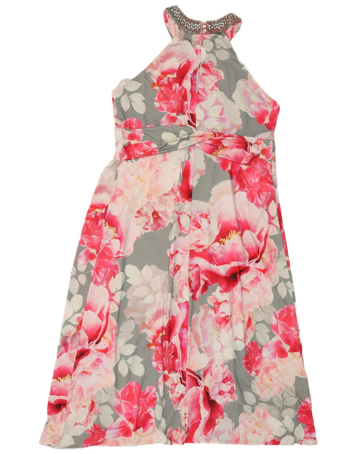 DEBUT Womens Maxi Halter Dress UK 20 2XL Multicoloured Floral Polyester