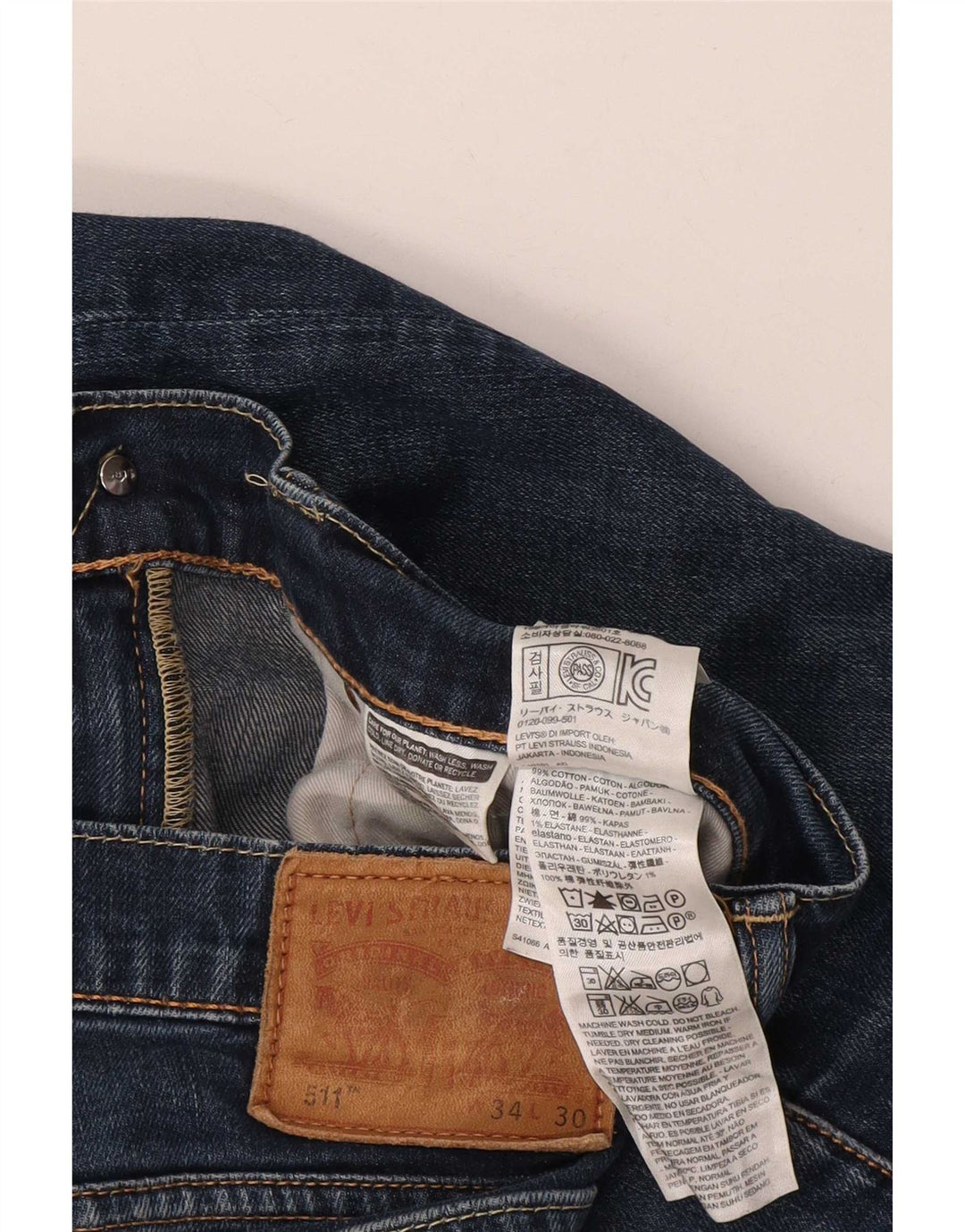 Męskie jeansy Levi's 511 Slim W34 L30 Granatowa bawełna