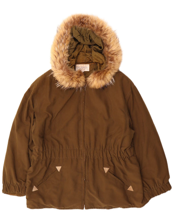 Byblos Damska kurtka typu parka z kapturem, oversize IT 44, średni khaki, poliester