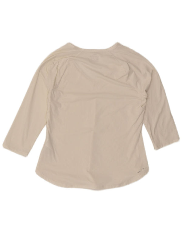 Damska koszulka Nike Dri Fit z rękawem 3/4, UK 12, średni biały poliester