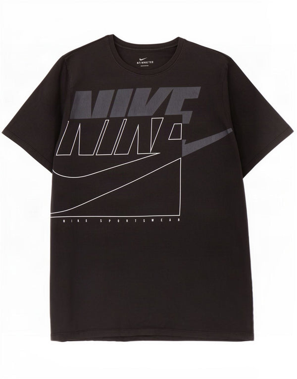 Męski T-shirt Nike o sportowym kroju z grafiką, duży, czarny, bawełniany