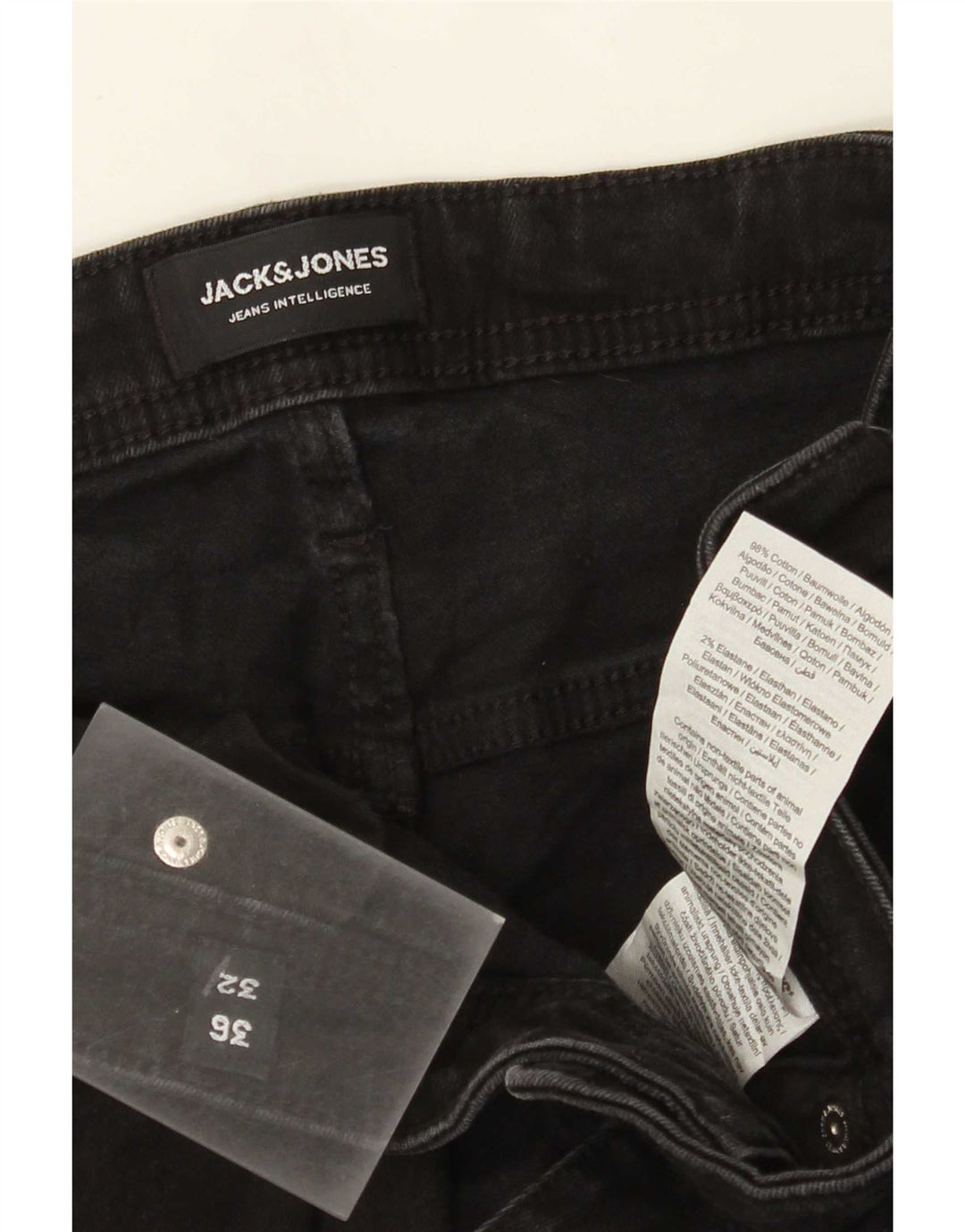 Męskie jeansy typu slim Jack & Jones W36 L32, czarne, bawełniane