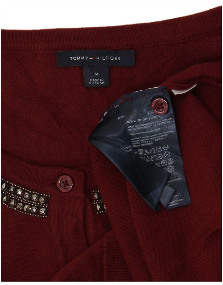 Sweter damski Tommy Hilfiger UK 12, średni bordowy, bawełniany