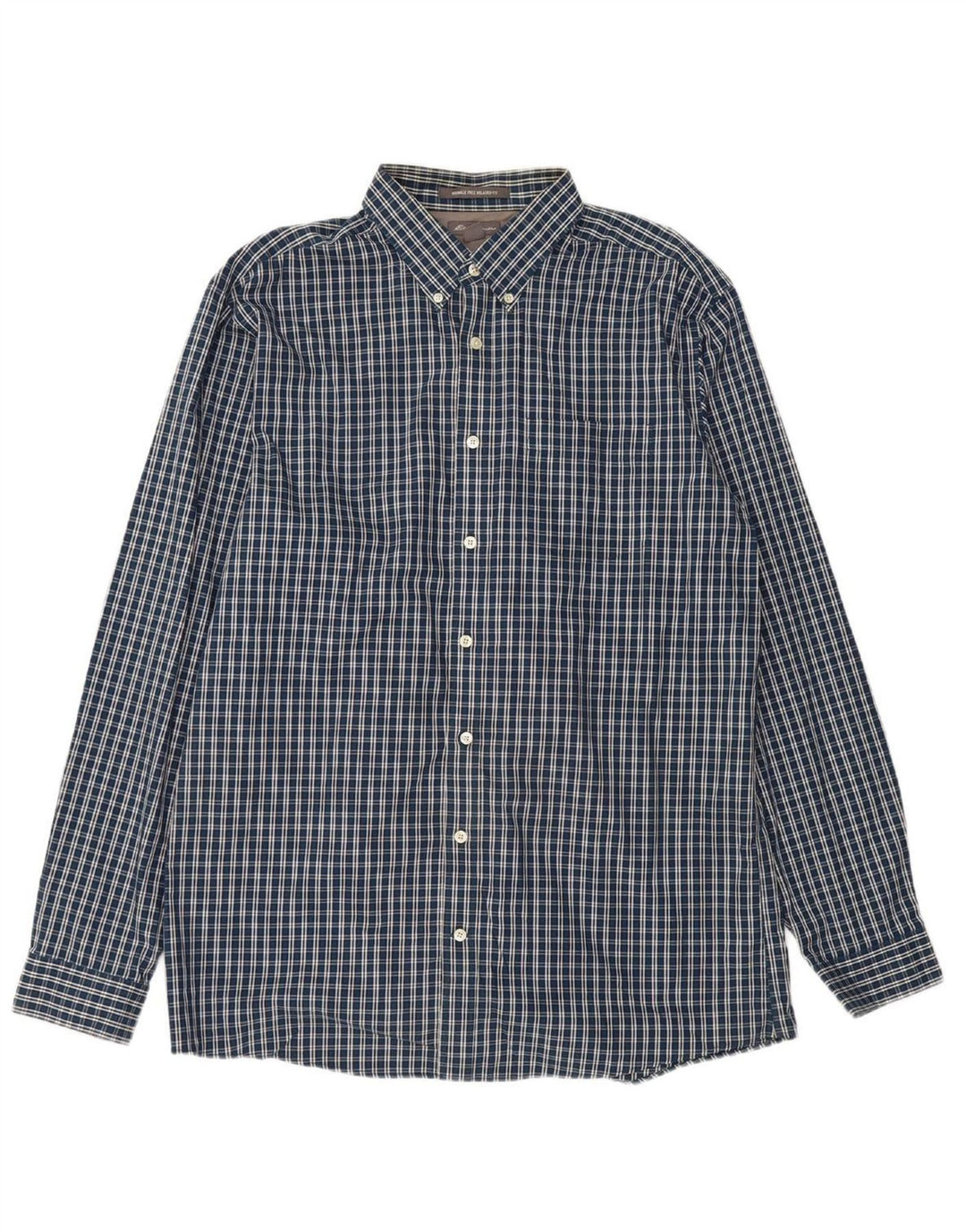 EDDIE BAUER Mens Tall Relaxed Fit Shirt Large Navy Blue Check Cotton Vintage Eddie Bauer and Second-Hand Eddie Bauer from Messina Hembry 