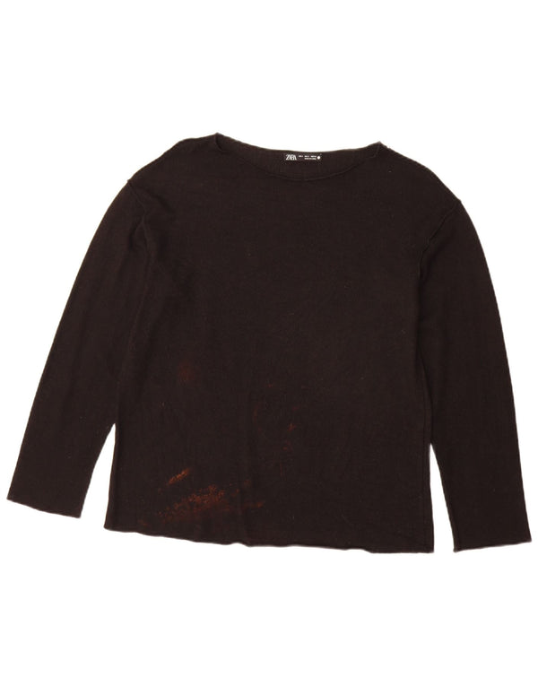 Damski top oversize z długim rękawem Zara UK 10, mały, czarny