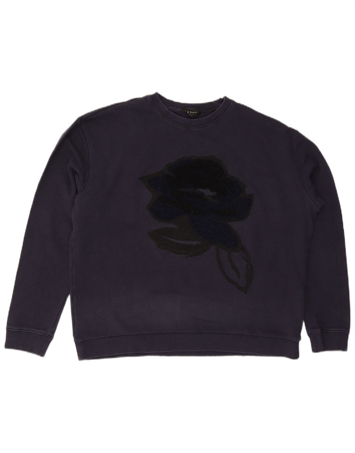 Damski sweter oversize TED BAKER, rozmiar 4, duży granatowy w kwiaty