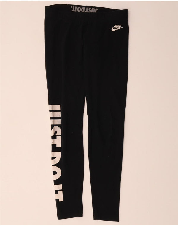 Damskie legginsy Nike Graphic UK 12, średnie czarne, bawełniane