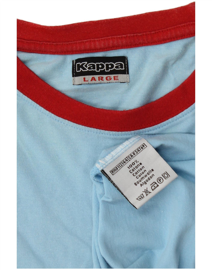 T-shirt męski Kappa, duży, niebieski, bawełniany z blokami kolorów