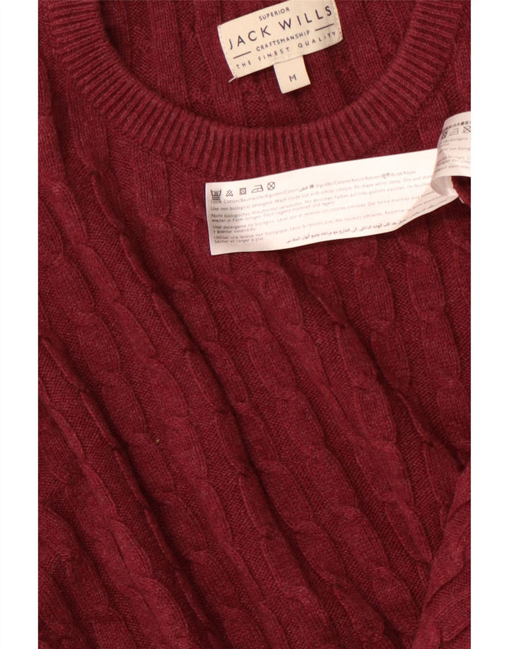 JACK WILLS Męski sweter z okrągłym dekoltem, średniej wielkości bordowa bawełna