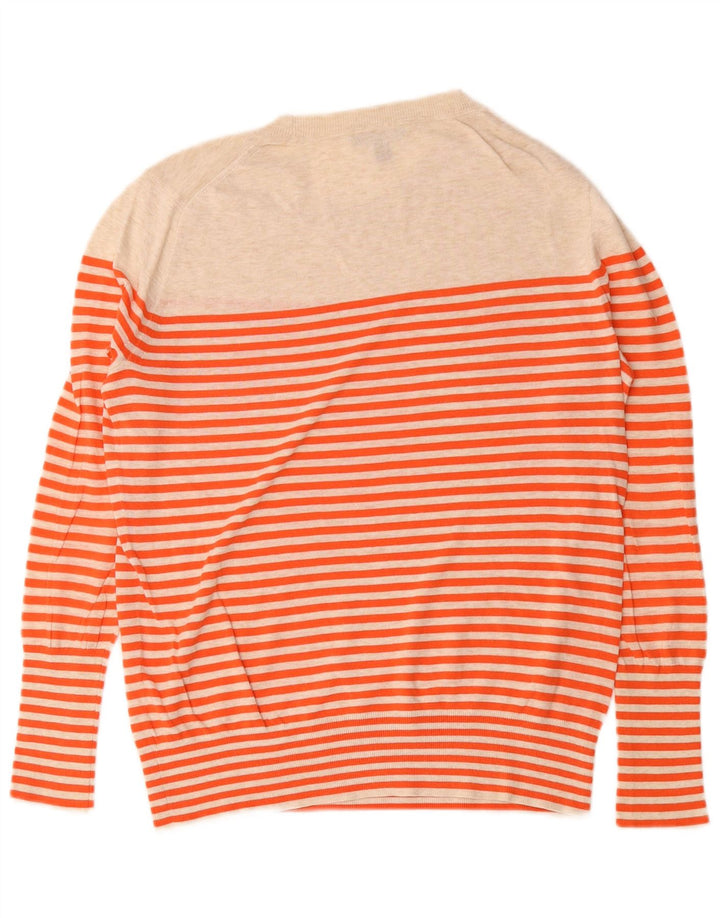 Damski sweter J. Crew z okrągłym dekoltem US 6, bawełniany w średnie beżowe paski