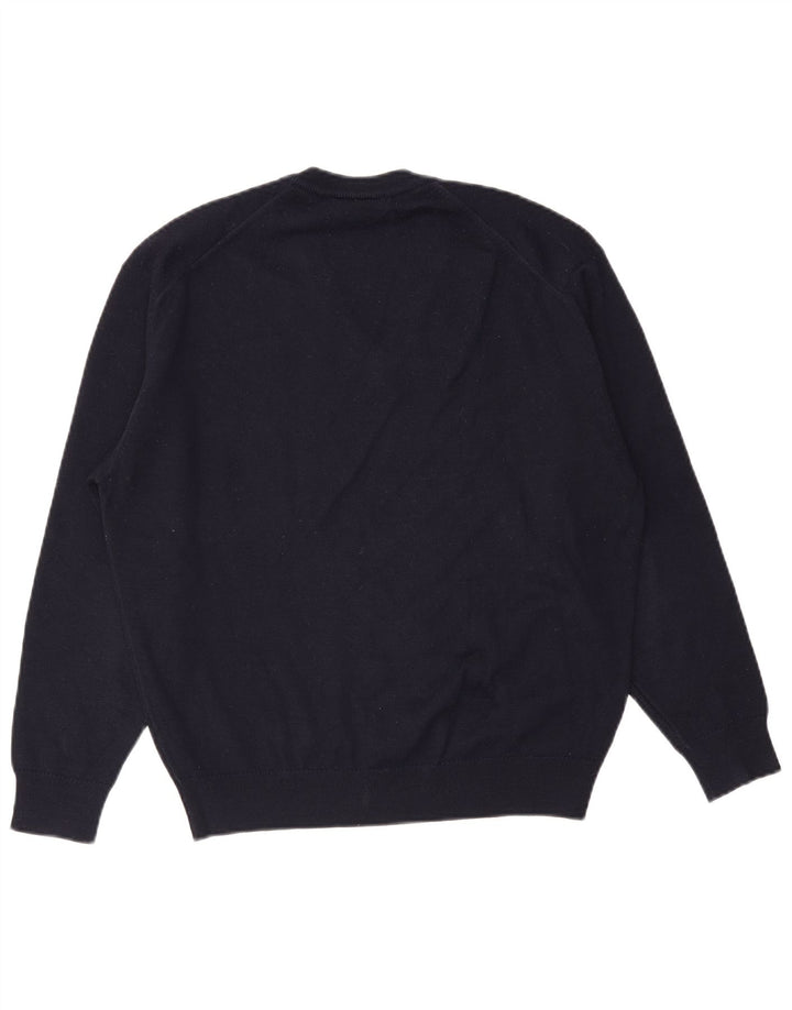 Lacoste Męski sweter z dekoltem w kształcie litery V, rozmiar 5, duży, granatowy, wełniany
