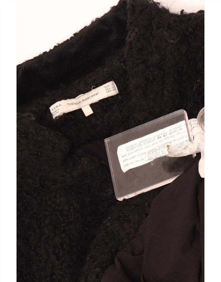 Płaszcz damski Zara Teddy Open UK 14, średni czarny akryl
