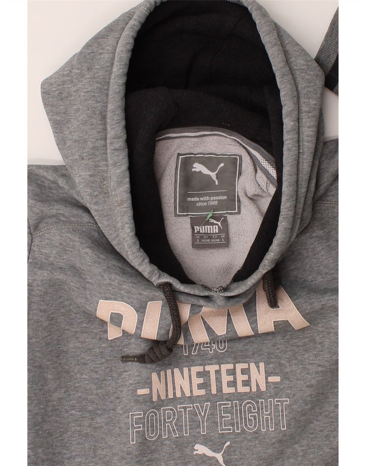 PUMA Mens Graphic Hoodie Jumper Small Grey Cotton Vintage Puma and Second-Hand Puma from Messina Hembry 