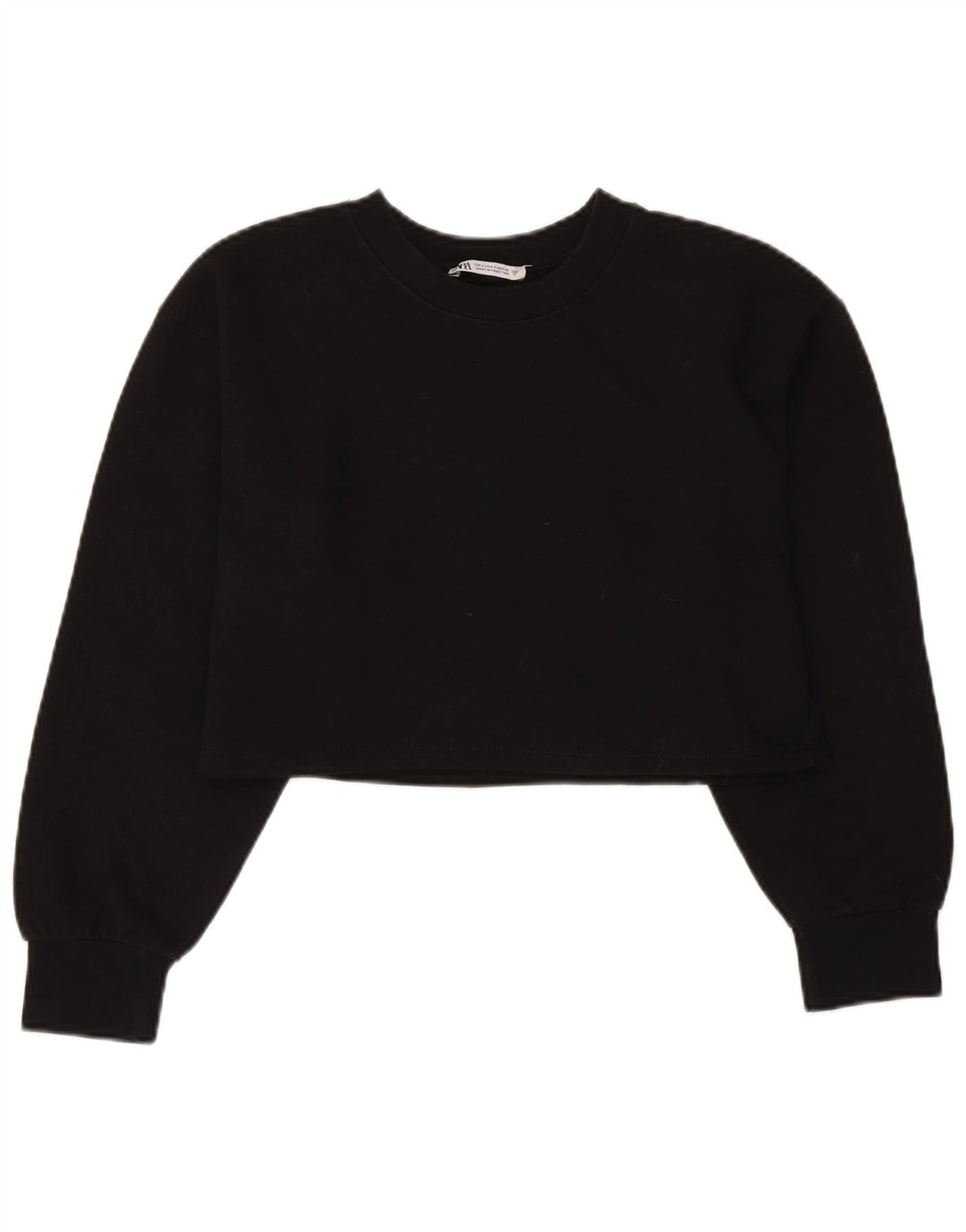 ZARA Womens Oversized Crop Sweatshirt Jumper UK 10 Small Black