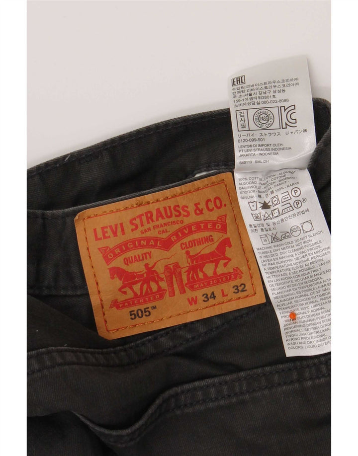 Męskie dżinsy Levi's 505 Straight W34 L32 Szara bawełna
