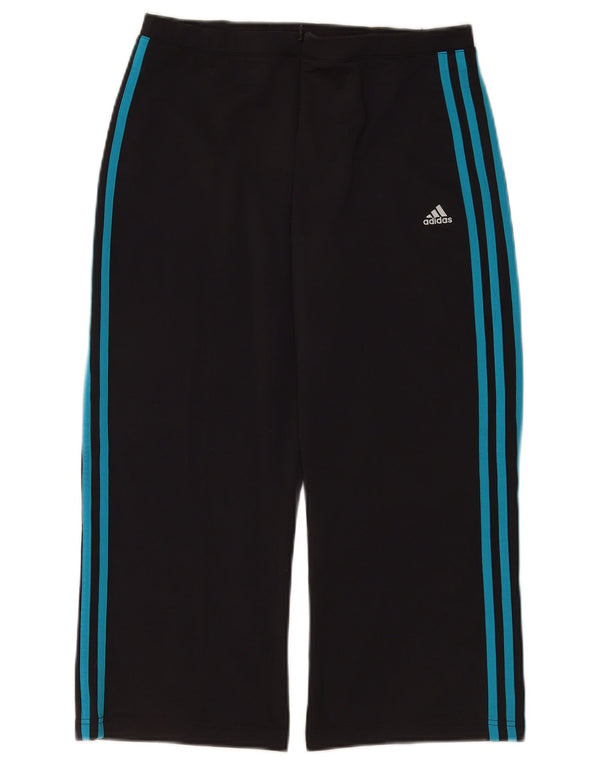 Damskie spodnie dresowe Adidas o regularnym kroju Capri UK 18 XL, czarne, poliestrowe