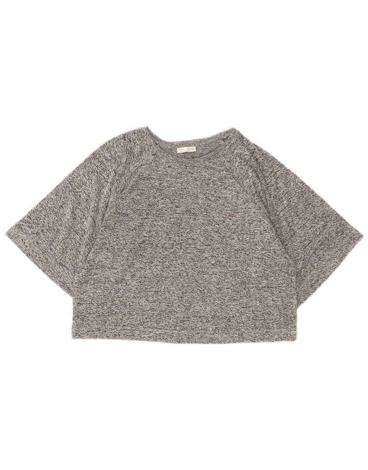 Damski T-shirt Zara Crop Top UK 14 Średni Szary Nakrapiany