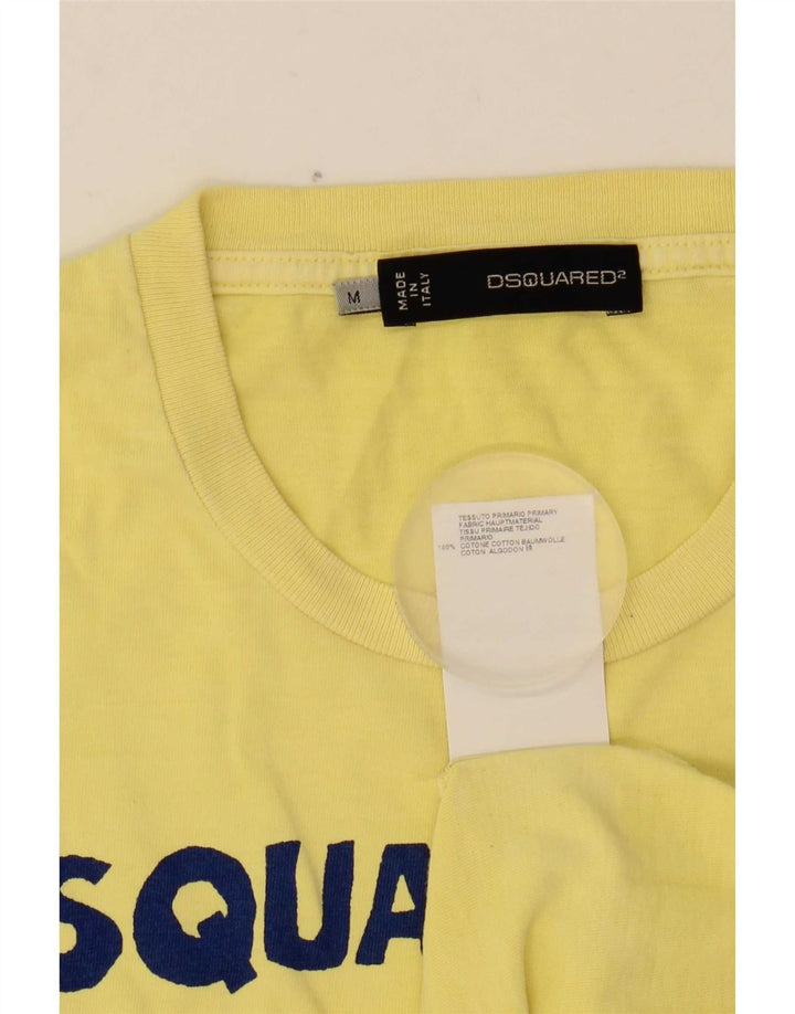 Męska koszulka z grafiką dsquared2, średnia żółta bawełna