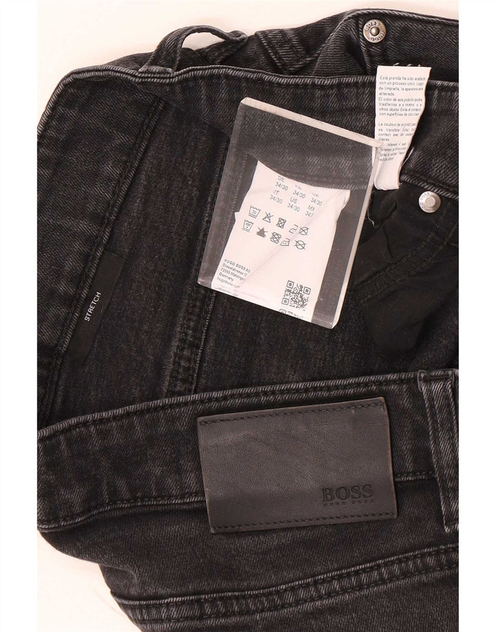 Męskie proste dżinsy Hugo Boss W34 L30 Szara bawełna