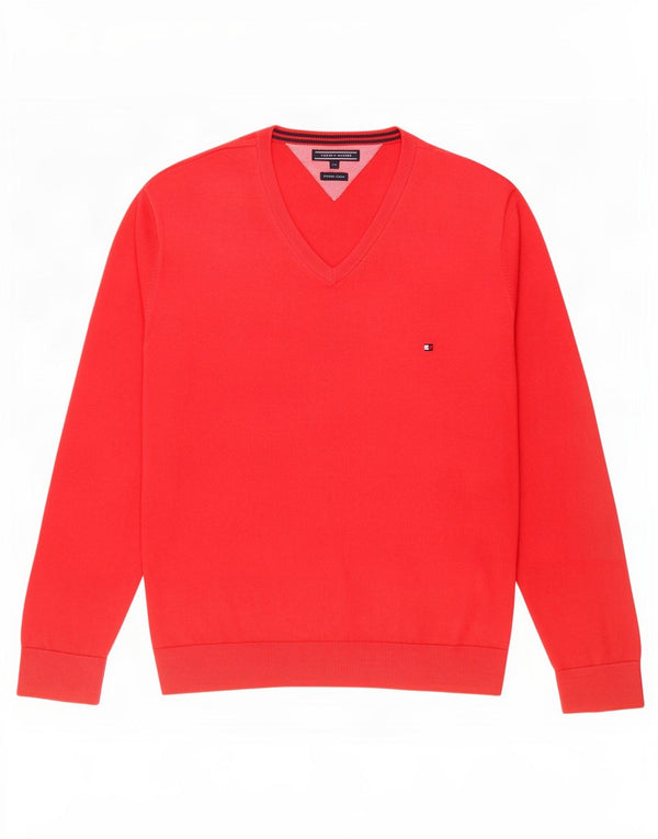 Damski sweter Tommy Hilfiger z dekoltem w kształcie litery V, UK 20 2XL, czerwony