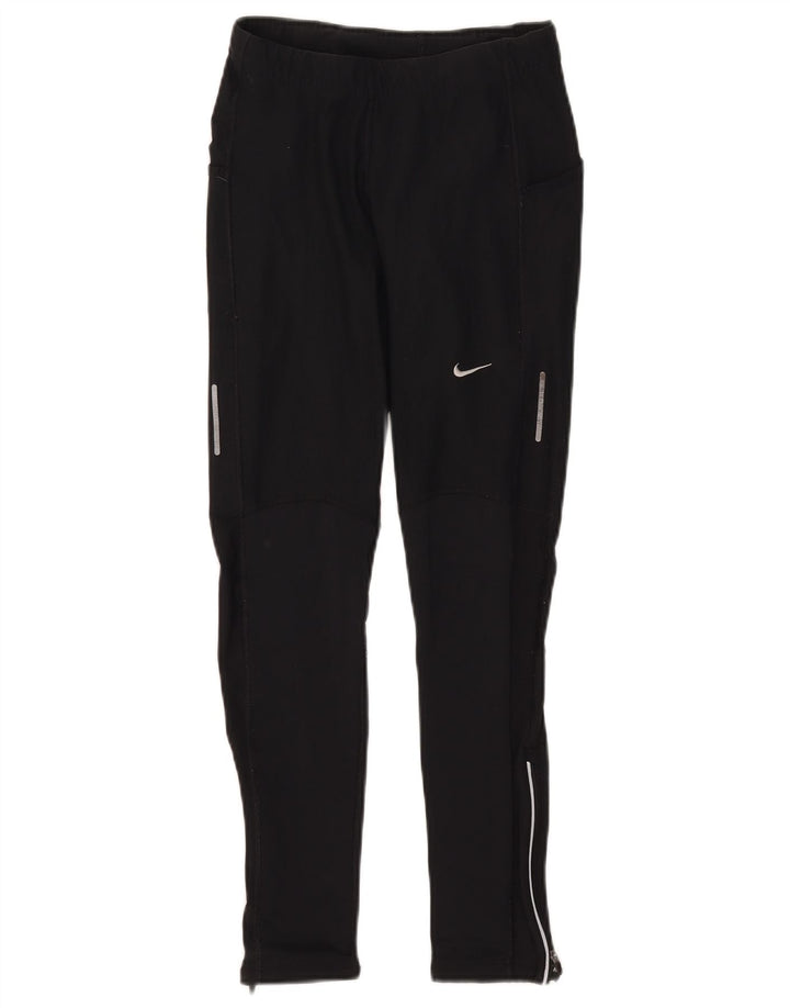Damskie legginsy NIKE Dri Fit UK 8, małe, czarne, poliestrowe