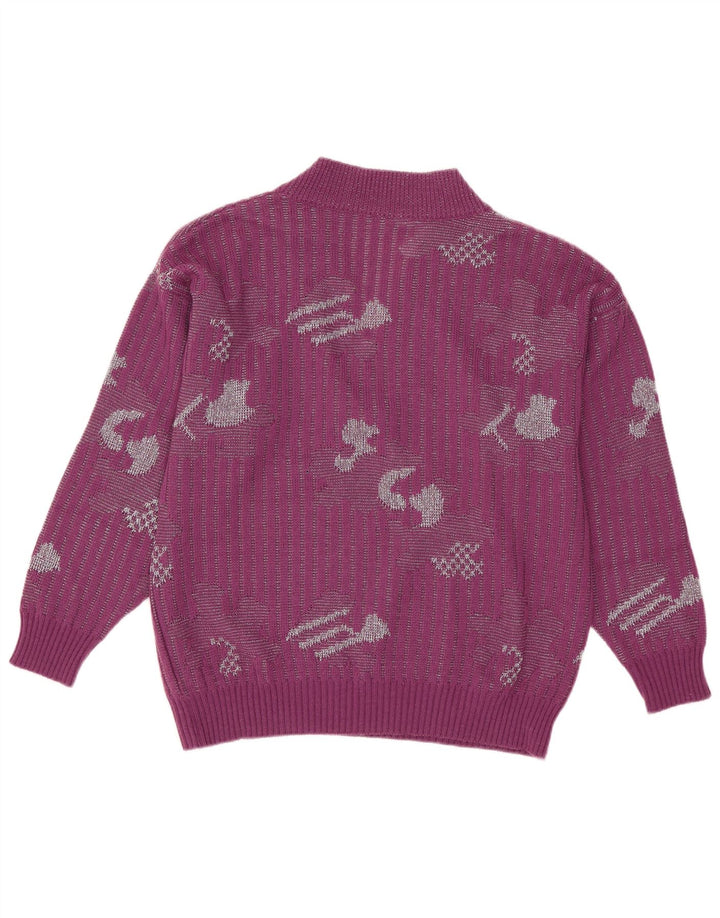Sweter damski w stylu vintage z dekoltem w szpic IT 44, średni fiolet, akryl