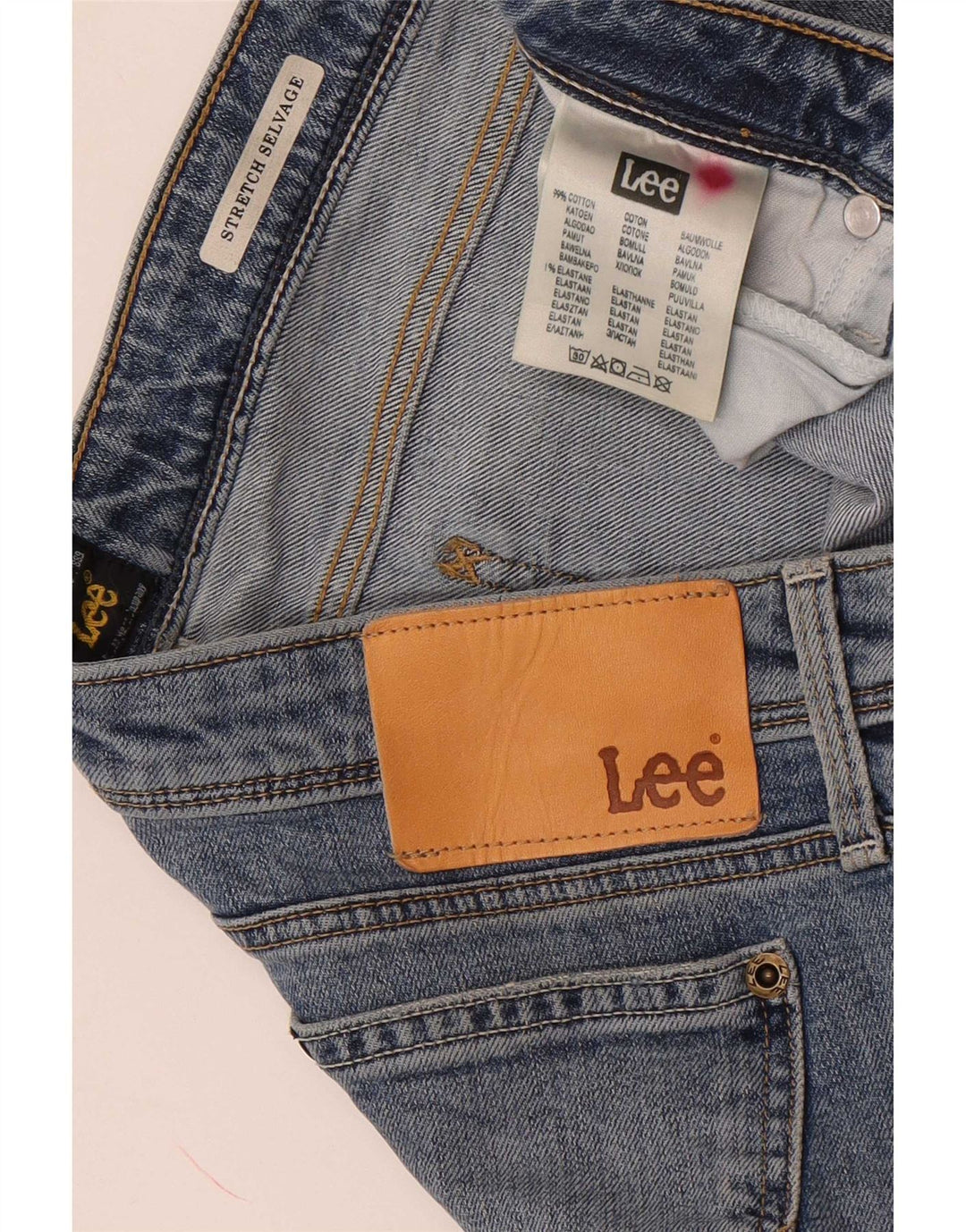 Męskie jeansy Lee Selvage Stretch W29 L31 z niebieskiej bawełny