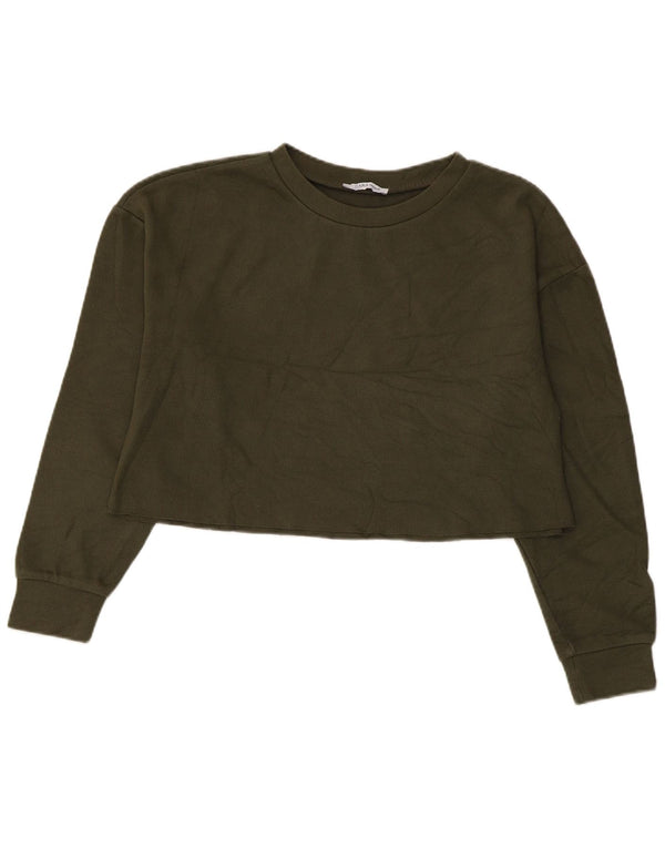 Damski sweter typu Crop Oversize Zara UK 10 Small Khaki
