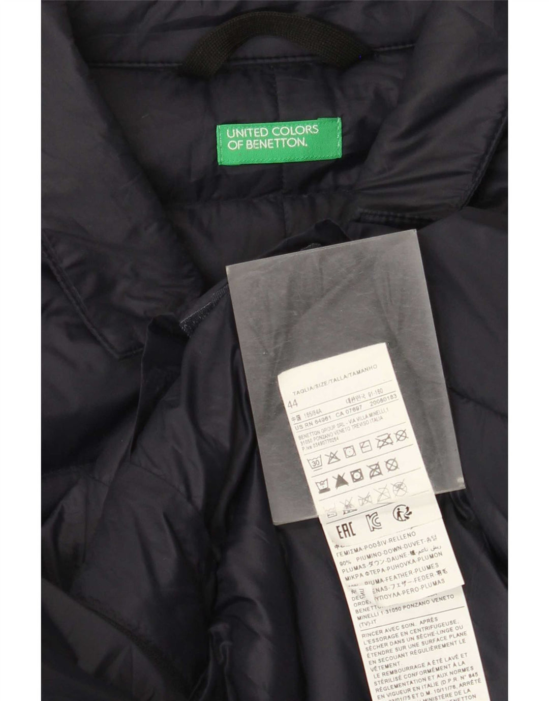 Męska ocieplana kurtka Benetton IT 44 XS Granatowa, poliamidowa